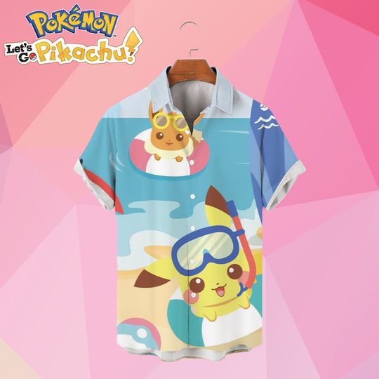 Discover Men's Shirts Pika PKM Oversized HD Print Social Shirt