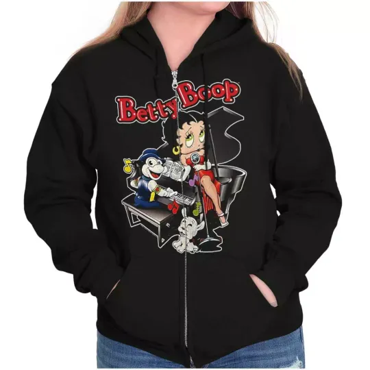 Discover Betty Boop Vintage Cartoon Lounge Singer Womens Zip Hooded Sweatshirt Hoodie