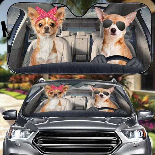 Discover Chihuahua Auto Car Sunshade, Cute Dog Sun Shade For Car, Funny Car Winds