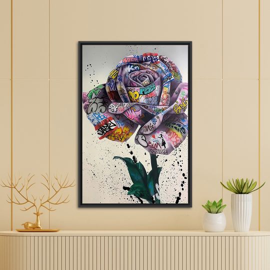 Discover Graffiti Rose Canvas Art  Urban Flower Wall Decor, Gallery Wrapped or Framed Street Art Print
