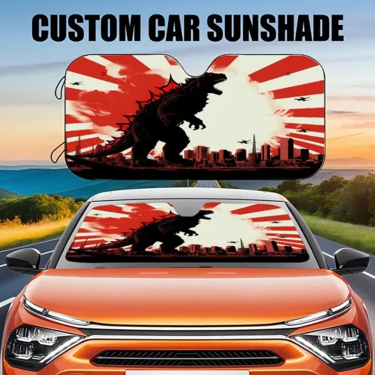 Discover God zilla Car Sunshade, 3D Monster Car Sunshade, King of Monst Car Sunshade