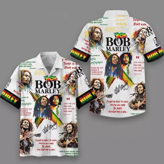 Discover Bob Marley My Music Version Hawaiian Shirt  Music Lover Shirt S-5XL