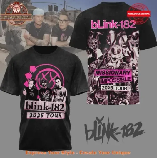 Discover Blink182 Missionary Impossible 2025 Tour 3D T-Shirt