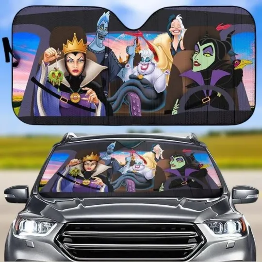 Discover Disneyyy Villains Car Sunshade, Disneyyy Bad Witches Club Auto Car Windshield Sunshade