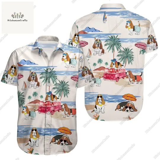 Discover Basset Hound Button Shirt Basset Hound Hawaiian Shirt Dog Lover Shirt Basset Hound