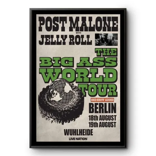 Discover Post Malone Aug 18-19 2025 Berlin London BIG ASS World Tour Concert Poster
