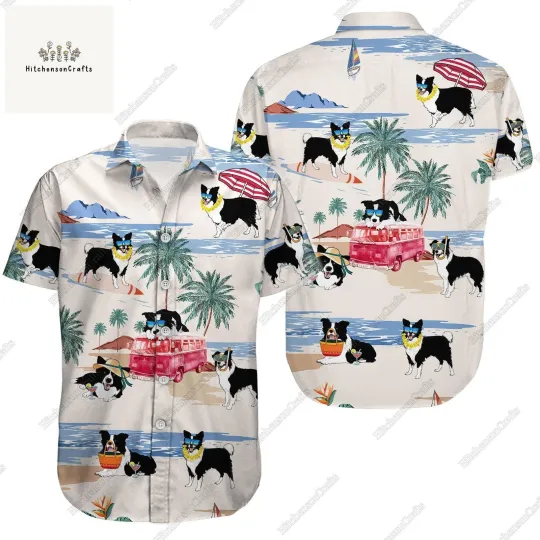 Discover Border Collie Button Shirt Border Collie Hawaiian Shirt Dog Lover Shirt