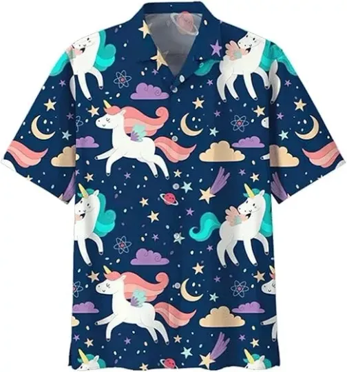 Discover Tropical Unicorn Hawaiian Shirt Button Down Unisex Adults S-5XL