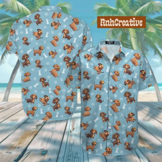 Discover Dachshund Dog Button Shirt Dachshund Summer Shirt Dachshund Hawaiian Shirt