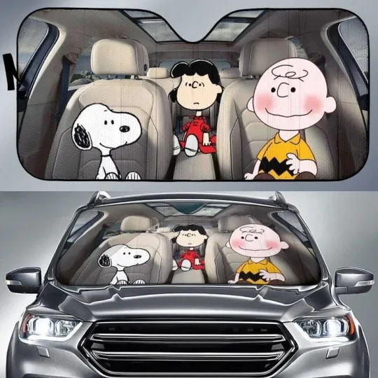 Discover Snoopy and Friends Car Sunshade – Peanuts Front Windshield Cover