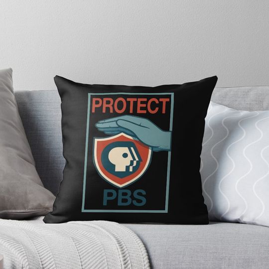 Discover Protect PBS Retro Public Broadcasting Support Pillow
