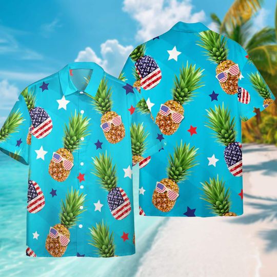 Discover Pineapples Wear Glasses 4th Of July Hawaiian Shirt
