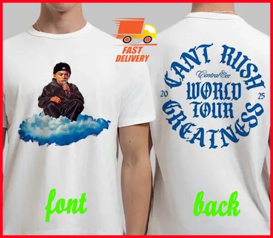 Discover Central Cee Can't Rush Greatness 2025 World Tour Double Sided T-Shirt
