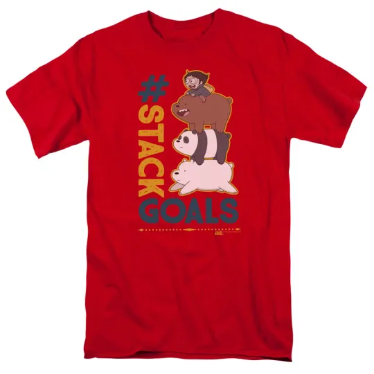 Discover We Bare Bears Stack Goals T Shirt Mens Cartoon Red
