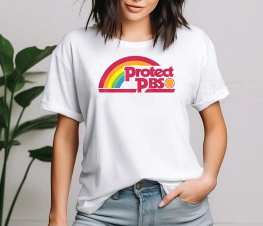 Discover Protect PBS Rainbow T-Shirt  Unisex Political Protest Tee, Save Public Broadcasting