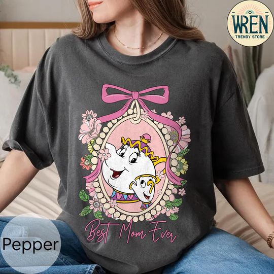 Discover Vintage Mrs. Potts and Chip Best Mom Ever Coquette Bow Shirt
