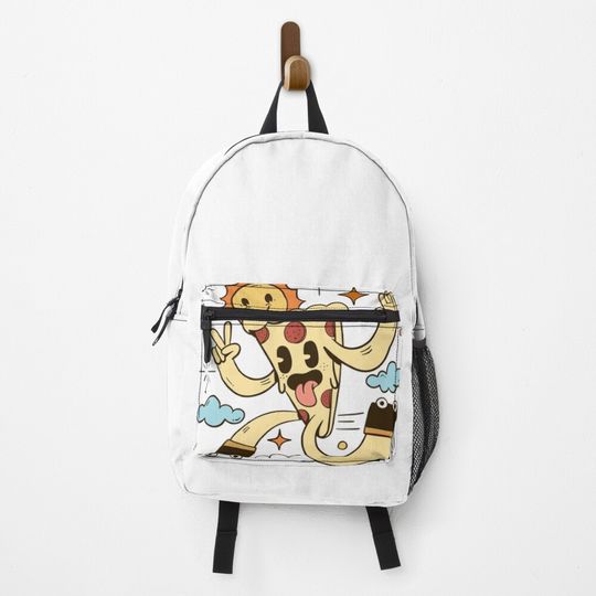 Discover Stay Saucy Pizza Retro Cartoon Backpack