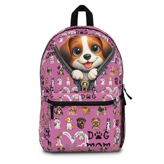Discover Cute Puppy Dog Print Backpack, School Backpack