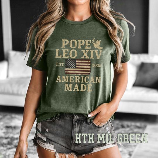 Discover Pope Leo XIV EST 2025Shirt, American Pope Print, Vatican Catholic Gift
