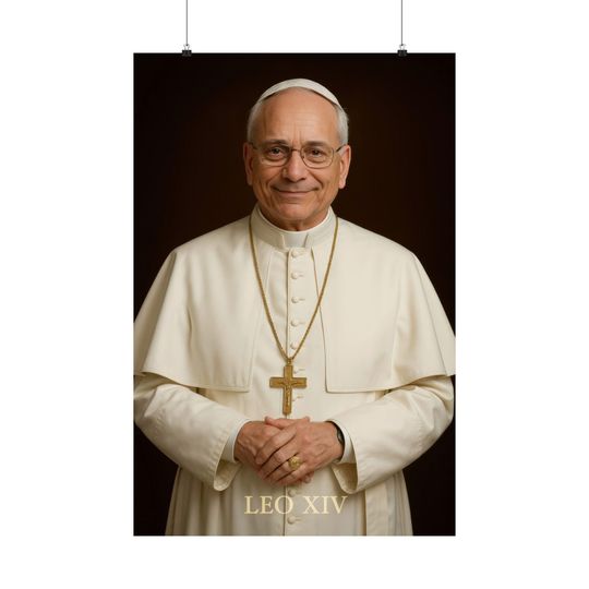 Discover Pope Leo XIV Poster, Religious Art Print, Faith Decor