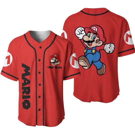Discover Personalize Mario Funny Red Black, Personalized Collection Jersey