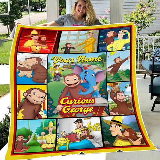 Discover Personalized Curious George Blanket, Curious George Fleece Blanket, Custom Blanket