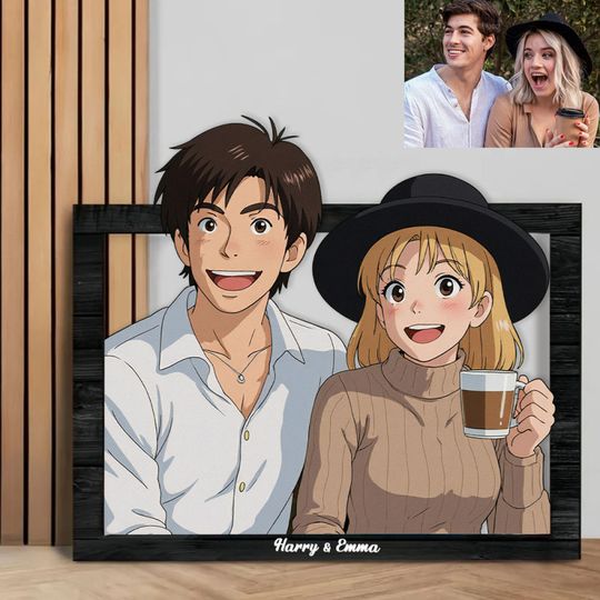 Discover Custom Gibli-Style 3D Photo Wooden Frame Sign Mother's Day Gifts