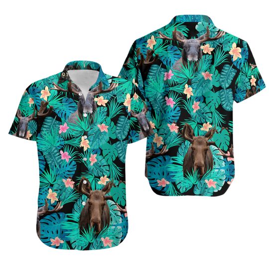 Discover Moose Tropical Hawaiian Shirt, Moose