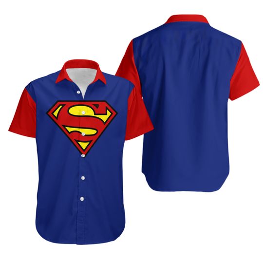 Discover Superman DC Comics Men’s Short Sleeve Button Up Hawaiian Shirt