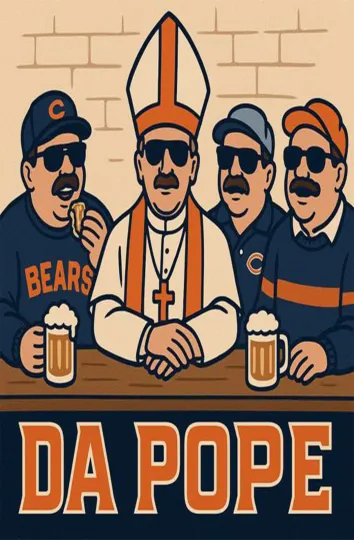 Discover Pope Leo XIV Provost Poster Funny New Pope Leo XIV Chicago Bears Poster