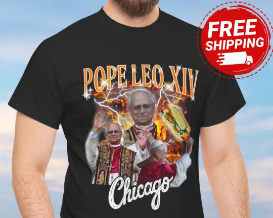 Discover Funny Pope Leo XIV Shirt Chicago Pope Shirt Chicago Hot Dog Shirt Catholic Shirt
