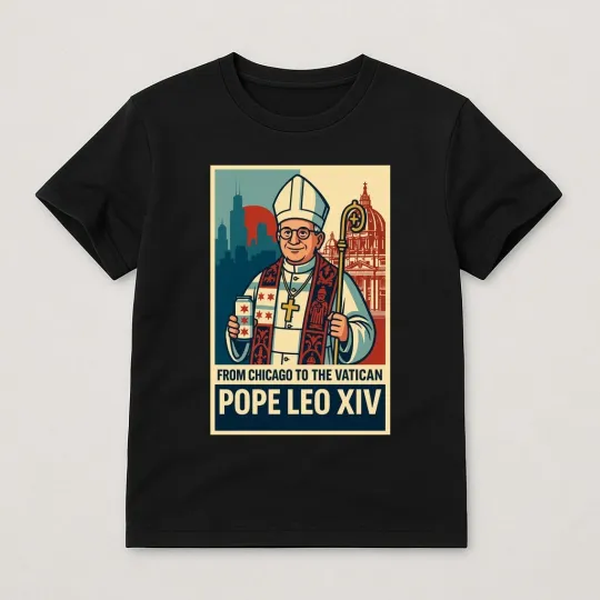 Discover Pope Leo XIV Shirt – From Chicago to the Vatican – Funny Catholic Tee