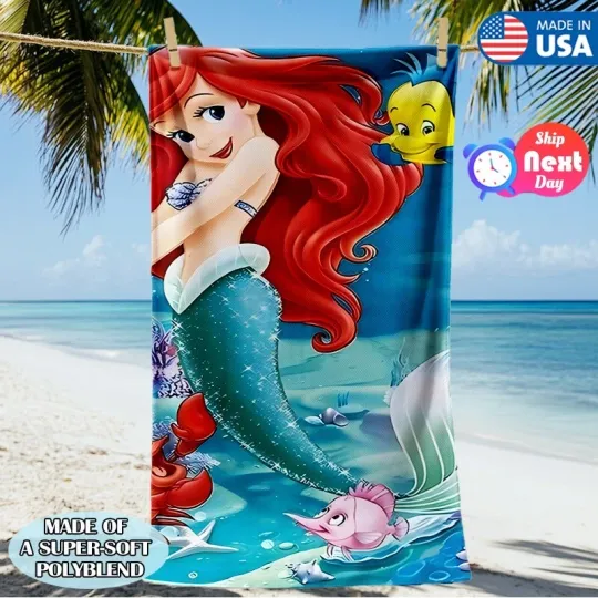 Discover Oversize Beach Towel with Mermaid Print Quick Dry Microfiber Bath Towels Travel