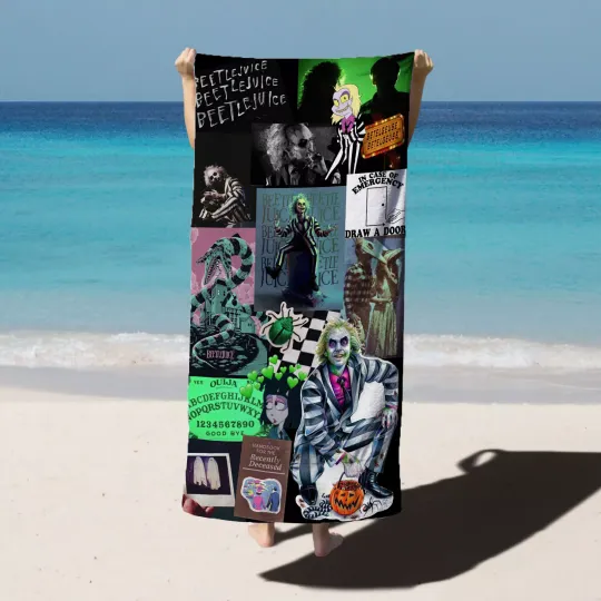 Discover Beetlejuice Beach Towel Cotton Microfiber Blend Quick Dry Birthday Gift
