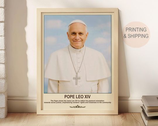 Discover Pope Leo XIV Portrait Poster – Catholic Wall Decor, Gift for Family & Birthdays