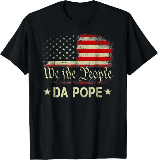 Discover Chicago Pope Leo XIV Da Pope Retro Vintage America Flag T-Shirt