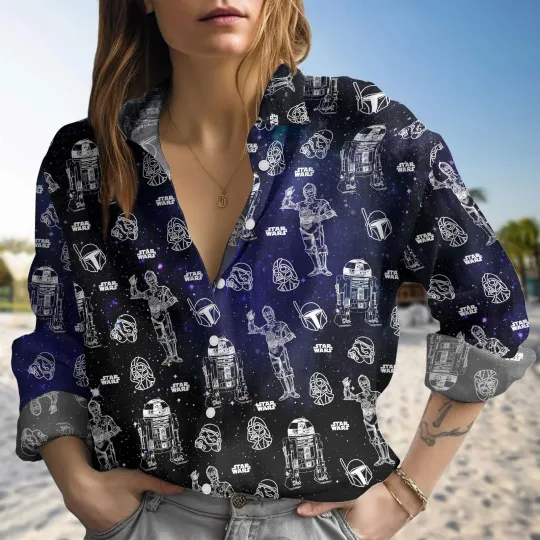 Discover Starr Warss Characters Shirt Disneyyy Movie Blouses Shirt Women Blouse Tropical Shirt