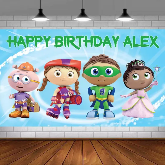 Discover Super Why Personalised Custom Banner Backdrop Party Supplies Birthday Gift
