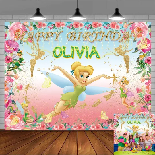 Discover Cartoon Personalised Custom Banner Backdrop Party Supplies Birthday Gift Girls