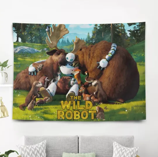 Discover The Wild Robot Tapestry Wall Hanging for Living Room Bedroom Kids Wall Decor