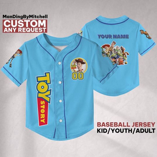 Discover Personalize Disneyyy toy stories Blue Baseball Jersey, Disneyyland Matching