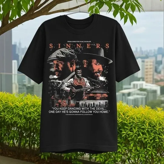 Discover Vintage Sinners 2025 Movie Shirt, Retro Dancing With Devil Sinners T shirt