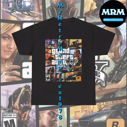Discover NEW Grand Theft Auto V 5 GTA Box Art Design Black T-Shirt