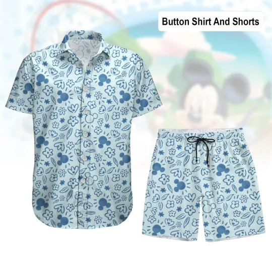Discover Mickeyy mouse Flower Tropical Hawaii Shirt Mickeyy Button Shirt Disneyyworld Beach
