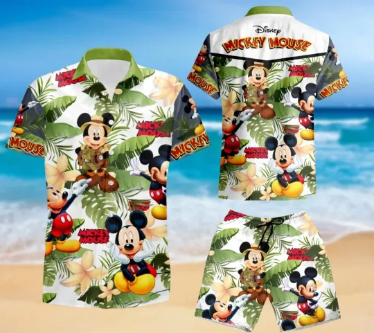 Discover Mickeyy Safari Hawaiian Shirt Mickeyy mouse Shirt Mickeyy Button Shirt Mickeyy Safari Shirt
