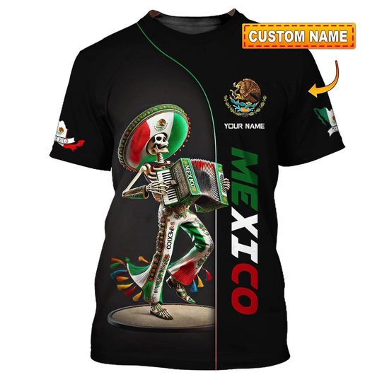 Discover Custom 3D Mexico T-Shirt, Dia de los Muertos Gift