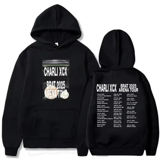 Discover Brat 2025 Arena Tour Hoodies Charli XCX Singer Hoodie