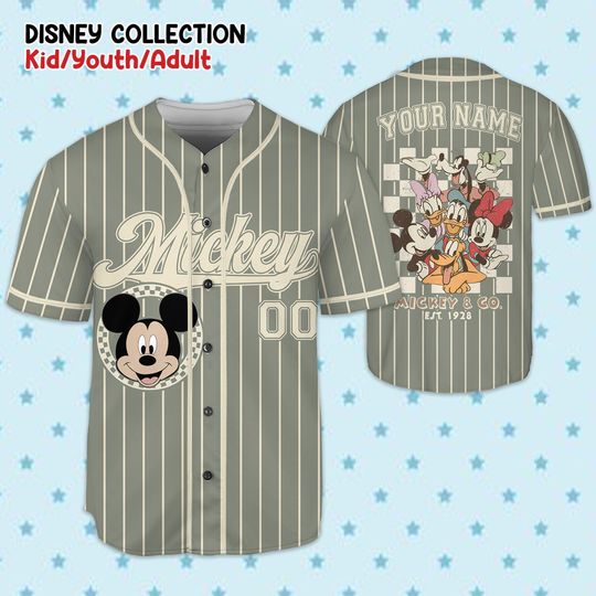 Discover Personalized Vintage Mickeyy & Co. Baseball Jersey, Personalized Vintage Mickeyy mouse