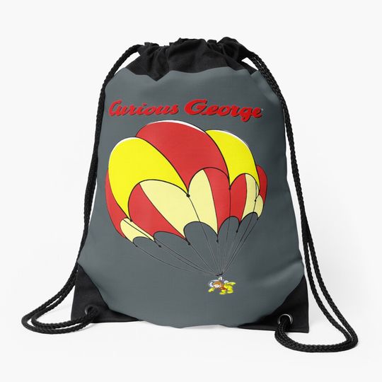 Discover Curious George Parachuting Space George . Drawstring Bag