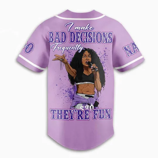 Discover SZA I Make Bad Decisions Frequently Theyre Fun Custom Baseball Jersey